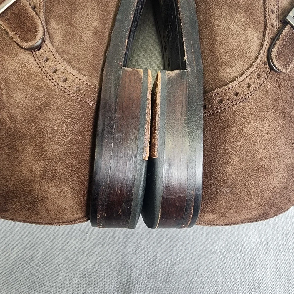 Crosby Square Allen Size 10 Double Monk Strap Brown Suede Loafer Dress‎ Shoes